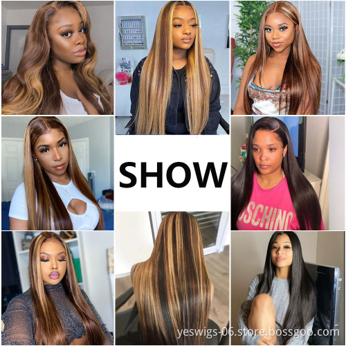 YESWIGS Wholesale Unprocessed Raw Peruvian Virgin Human Hair Wigs Straight Brazilian 4/27# Colour Highlight Extensions Bundles